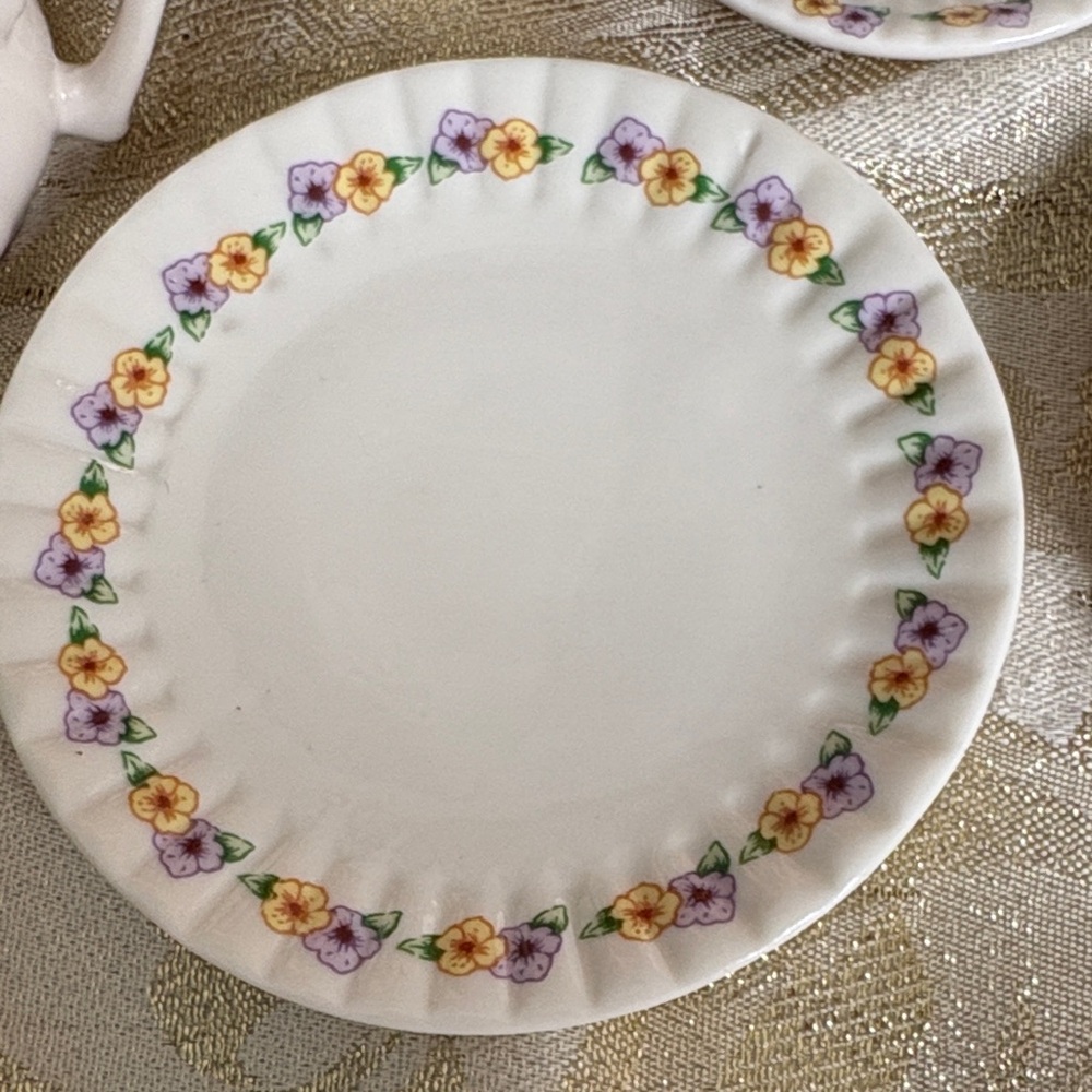Vintage Miniature Floral White Porcelain Tea Set - Picture 3 of 10